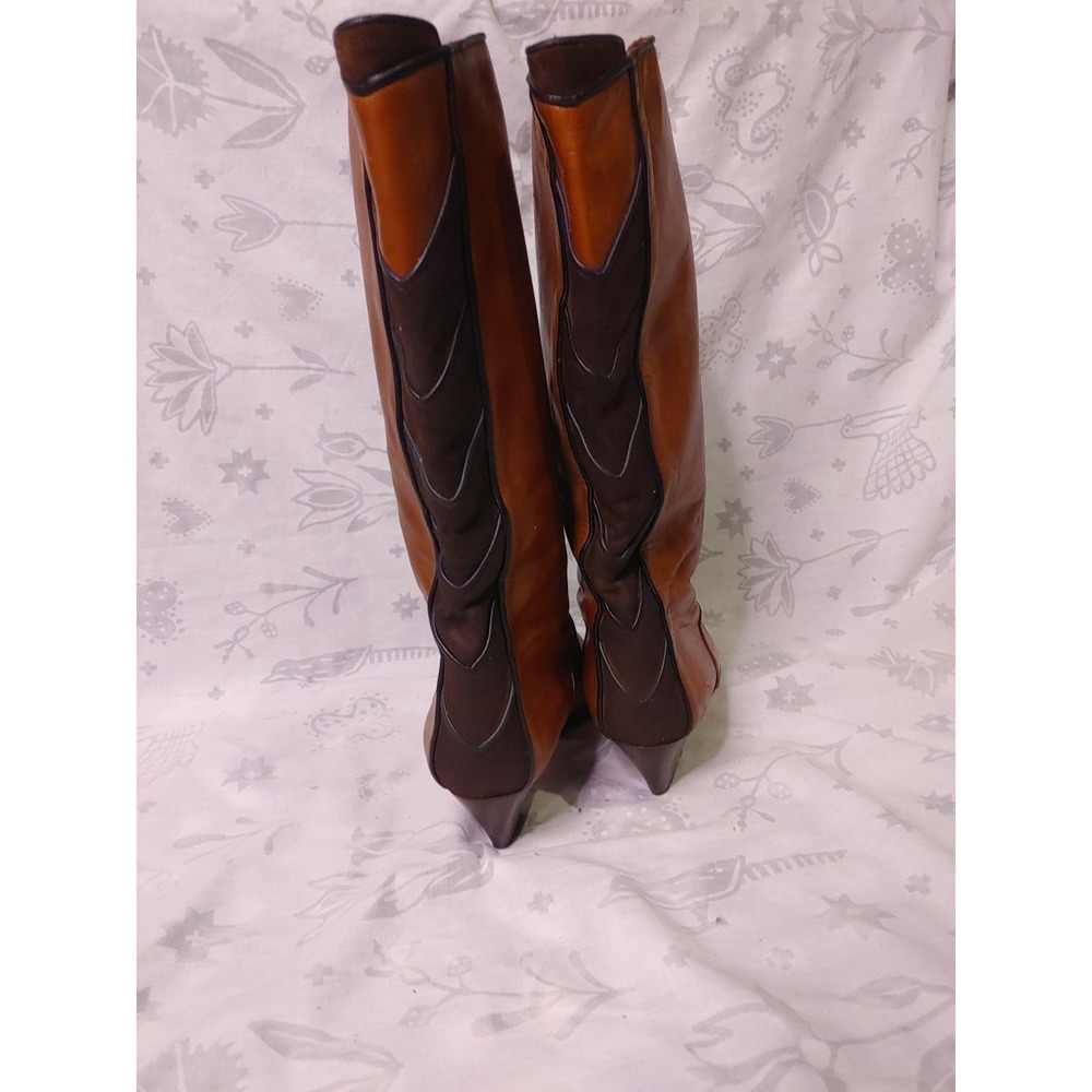 Leather Boots Vero Cuoio Women's Mid Calf Brown Made In Italy Sz 8.5. 2" Heel - Picture 9 of 11